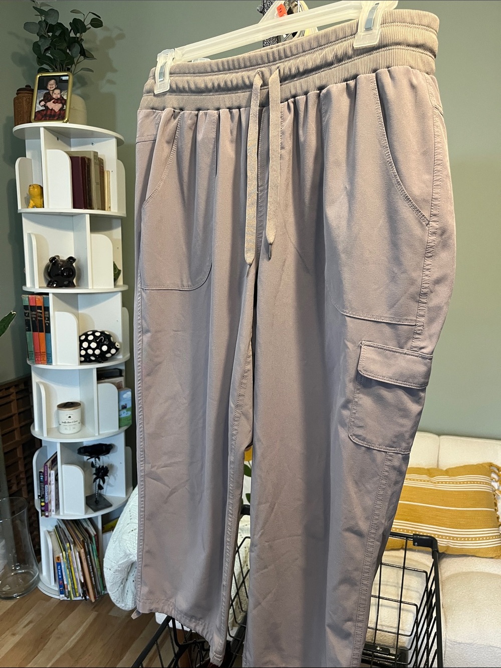 RBX Women's Drawstring Cargo Capris in Taupe Gray
